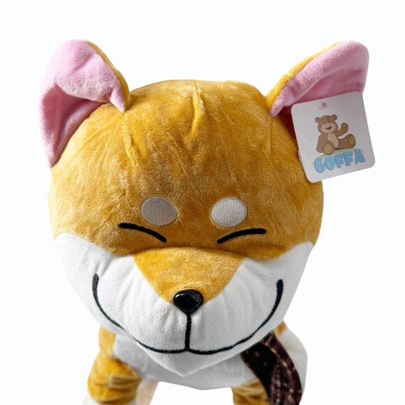 Goffa Smiling Shiba Inu Plush Japanese Dog With Scarf 15" Super Soft Stuffed Toy - Picture 2 of 10
